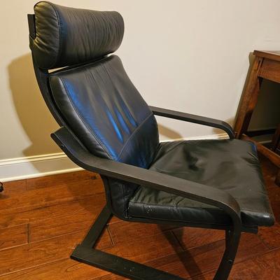 Ikea Danish Style Black Leather Arm Chair (D-JS)
