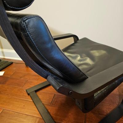Ikea Danish Style Black Leather Arm Chair (D-JS)