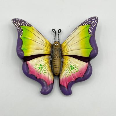 Enameled Ceramic Mexican Butterflies Wall Decor ~ Set Of Three (3)