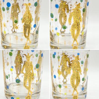 CULVER ~ Mardi Gras ~ Set Of Three (3) Flat Tumblers