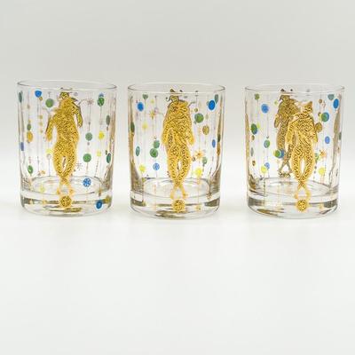 CULVER ~ Mardi Gras ~ Set Of Three (3) Flat Tumblers