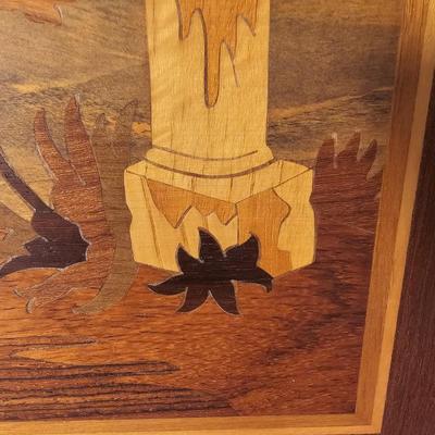 Wooden Marquetry Picture & Vase (D-JS)