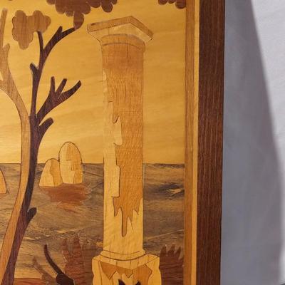 Wooden Marquetry Picture & Vase (D-JS)