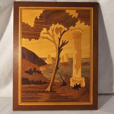 Wooden Marquetry Picture & Vase (D-JS)