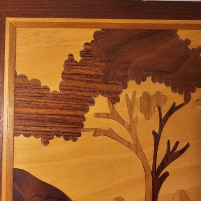 Wooden Marquetry Picture & Vase (D-JS)