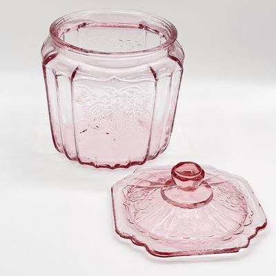 Pink Depression Glass Cookie Jar/Biscuit Jar