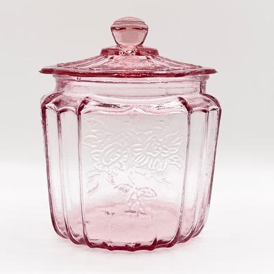 Pink Depression Glass Cookie Jar/Biscuit Jar