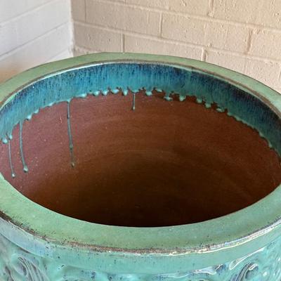 3 Ft Tall Enameled Terra Cotta Planter ~ Excellent