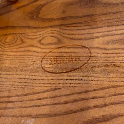 S. BENL & BROS ~ Solid Oak Tressel Table w/6 Matching Chairs