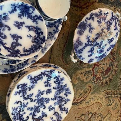 Flow Blue Porcelain Set