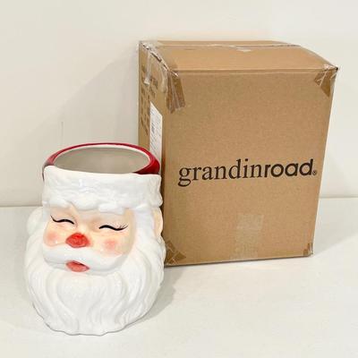 GRANDIN ROAD ~ Ceramic Santa Head Planter