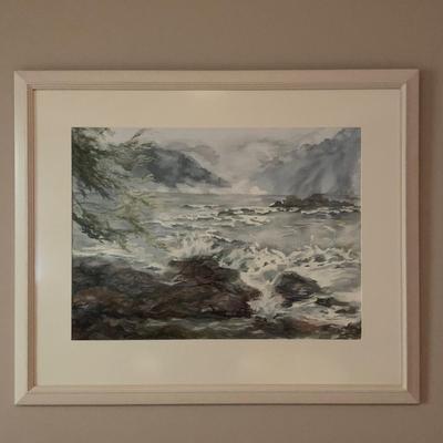 “California Stormy” by Kathi Kirchmyer, Framed Watercolor Painting (PB-HS)