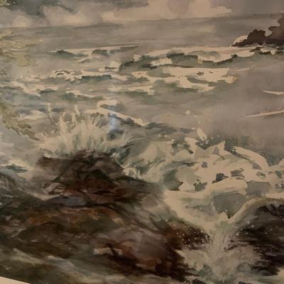 “California Stormy” by Kathi Kirchmyer, Framed Watercolor Painting (PB-HS)