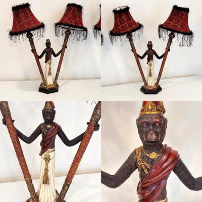 Pair (2) ~ Monkey Lamps