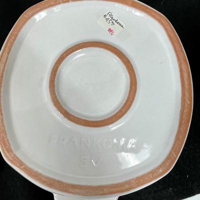 Frankoma White Covered Casserole with Warming Stand