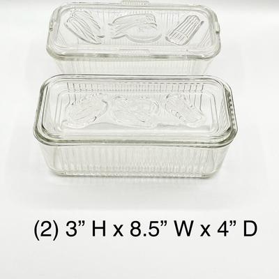 Vtg. Lidded Glass Refrigerator Dishes ~ Set Of Six (6)