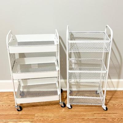 Pair (2) 3-Tier Rolling Metal Crafting Carts