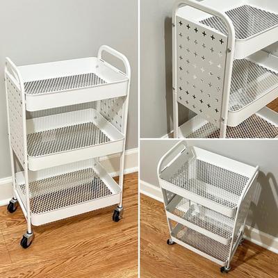 Pair (2) 3-Tier Rolling Metal Crafting Carts