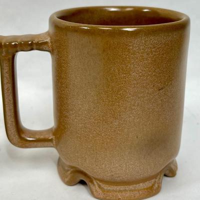 Frankoma Pottery Western Wagon Wheel Design small planter with 2 coffee mugs