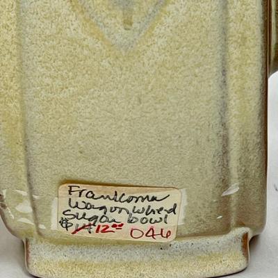 Frankoma Pottery Western Wagon Wheel Design small planter with 2 coffee mugs