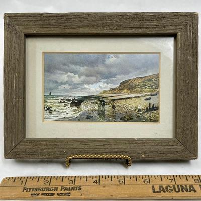 Small, framed, La Pointe de la Hève at Low Tide, 1864, by Claude Monet to Hang 8" x 5"
