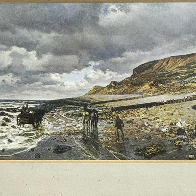 Small, framed, La Pointe de la Hève at Low Tide, 1864, by Claude Monet to Hang 8" x 5"