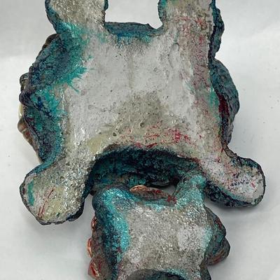 Heavy Resin or Concrete Turtle Figurines (Parent & Child) with Encrusted with Seashell Design