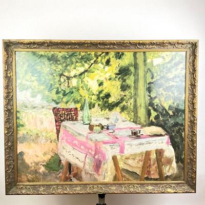 1416 Large Pierre Bonnard Table Set in a Garden Framed Print on Board