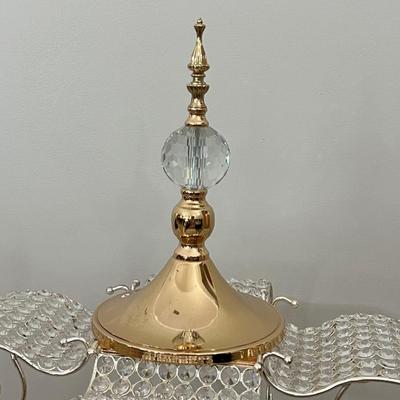36" Metal & Crystals Cinderella Carriage Mirrored Candle Holder