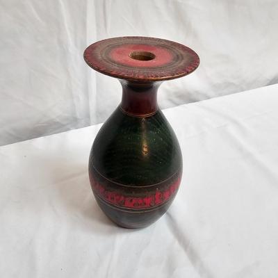 Trio of Wood/Pottery Vases, by Always Azul Pottery, The Final Turn, & More (DR-JS)