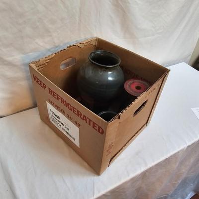 Trio of Wood/Pottery Vases, by Always Azul Pottery, The Final Turn, & More (DR-JS)