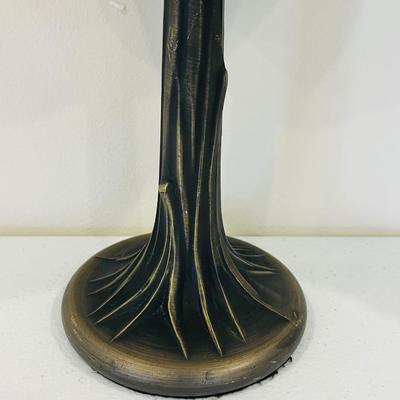 Single (1) ~ 14” Tall Tiffany Style Metal Base Table Lamp ~ Stained Glass Shade