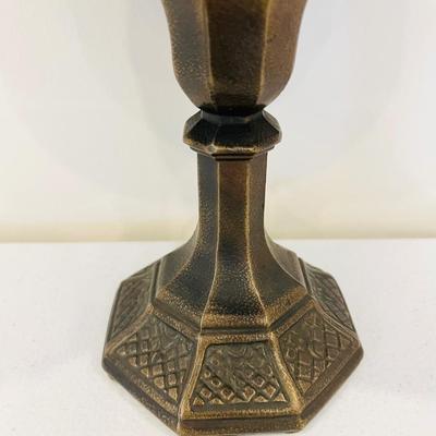 Single (1) ~ 12” Tall Tiffany Style Metal Base Table Lamp ~ Stained Glass Shade