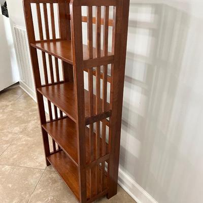 Pair (2) Wooden Mahogany Folding Shelving Units