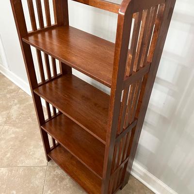 Pair (2) Wooden Mahogany Folding Shelving Units