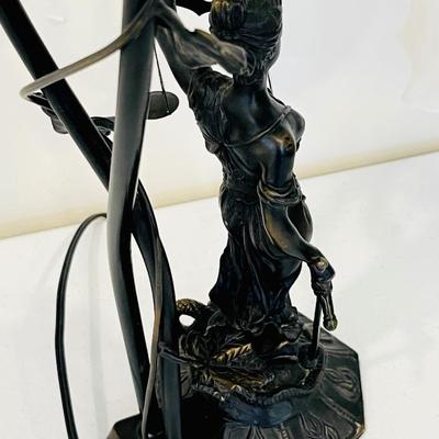 Single (1) ~ Bronze Lady Of Justice Table Lamp
