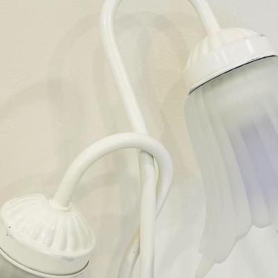 Single (1) ~ 22” Metal Base Table Lamp With Glass Tulip Lampshades