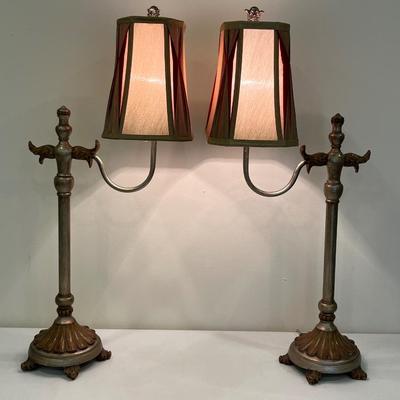 Pair (2) ~ 30” Brushed Bronze Finish Table Lamps