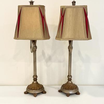 Pair (2) ~ 30” Brushed Bronze Finish Table Lamps