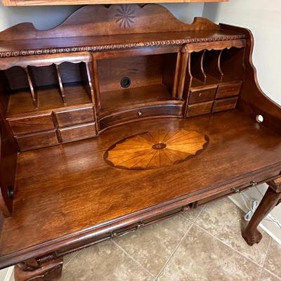 Brown Cherry Laminated Inlaid Claw Foot Secretary ~ *Read Details