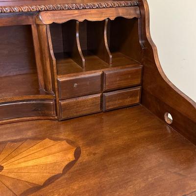 Brown Cherry Laminated Inlaid Claw Foot Secretary ~ *Read Details