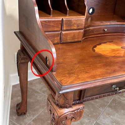 Brown Cherry Laminated Inlaid Claw Foot Secretary ~ *Read Details