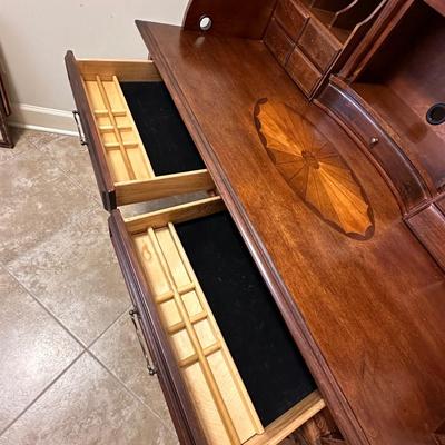 Brown Cherry Laminated Inlaid Claw Foot Secretary ~ *Read Details