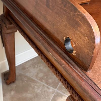 Brown Cherry Laminated Inlaid Claw Foot Secretary ~ *Read Details