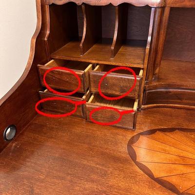 Brown Cherry Laminated Inlaid Claw Foot Secretary ~ *Read Details