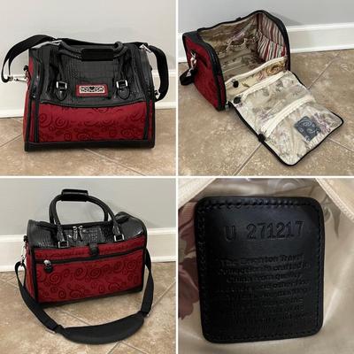 BRIGHTON ~ Three (3) Piece Red & Black Croc Luggage Set