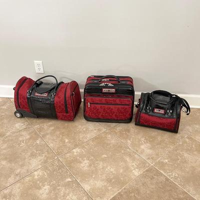 BRIGHTON ~ Three (3) Piece Red & Black Croc Luggage Set