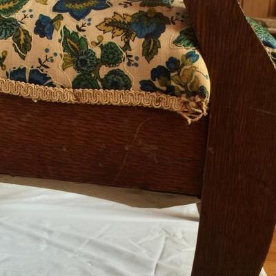 Lot 1 - Petite Wooden Settee with Floral Fabric