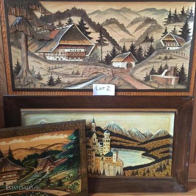 Lot 2- Set of Three Painted Wood Carvings 