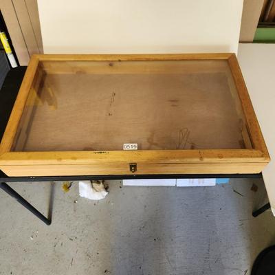 Wood W Glass Top Collectables Display Case 30x18x3.5"